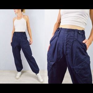 Vintage High Waisted British Navy Deckhand Cargo Pants 38” waist x 32” inseam